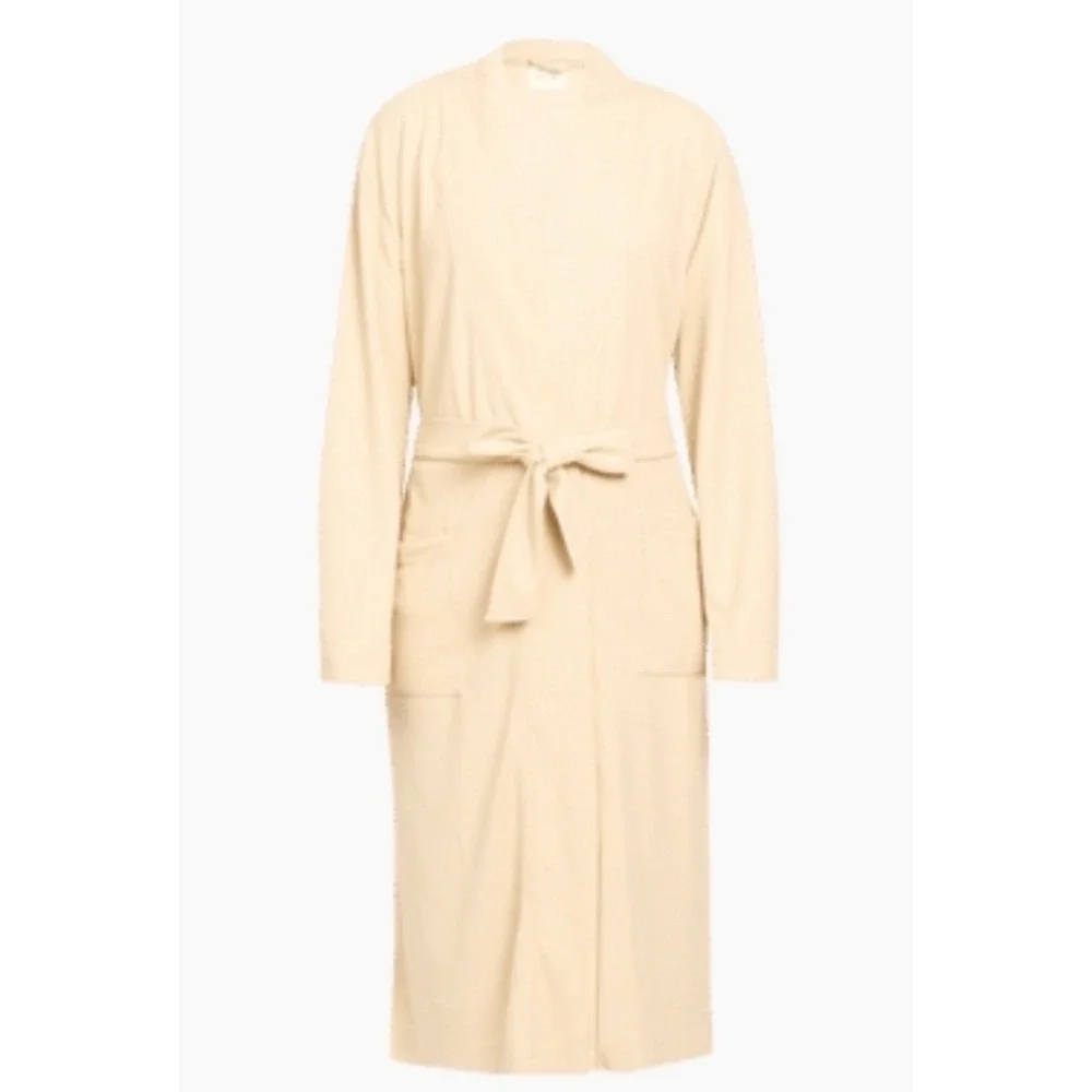 NWT Line and Dot Waffle Knit‎ Robe Sand Beige Tie Waist Pockets Size L XL NEW